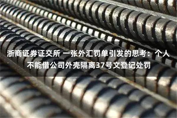 浙商证券证交所 一张外汇罚单引发的思考：个人不能借公司外壳隔离37号文登记处罚